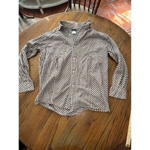 Sean John Mens Brown Gingham Check Multi-Directional Cotton Button Down Shirt M